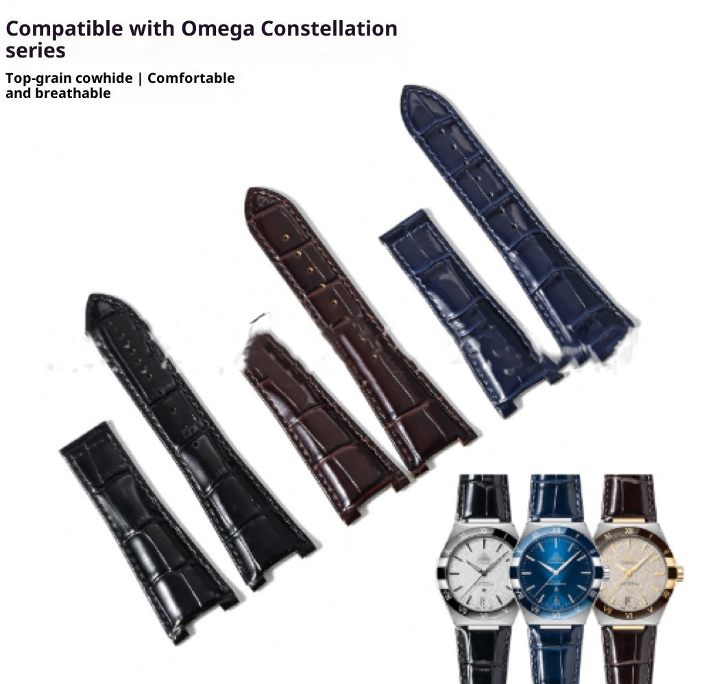 Observatory Watch Top Layer Bamboo Pattern Leather Watch Band 1314mm